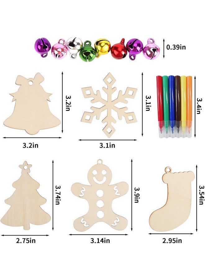DIYASY Christmas Wood Ornaments For Crafts,60 Pcs Diy Unfinished Wood Cutouts Kit For Kids And Adults Christmas Trees Hanging Decoration - Image 2