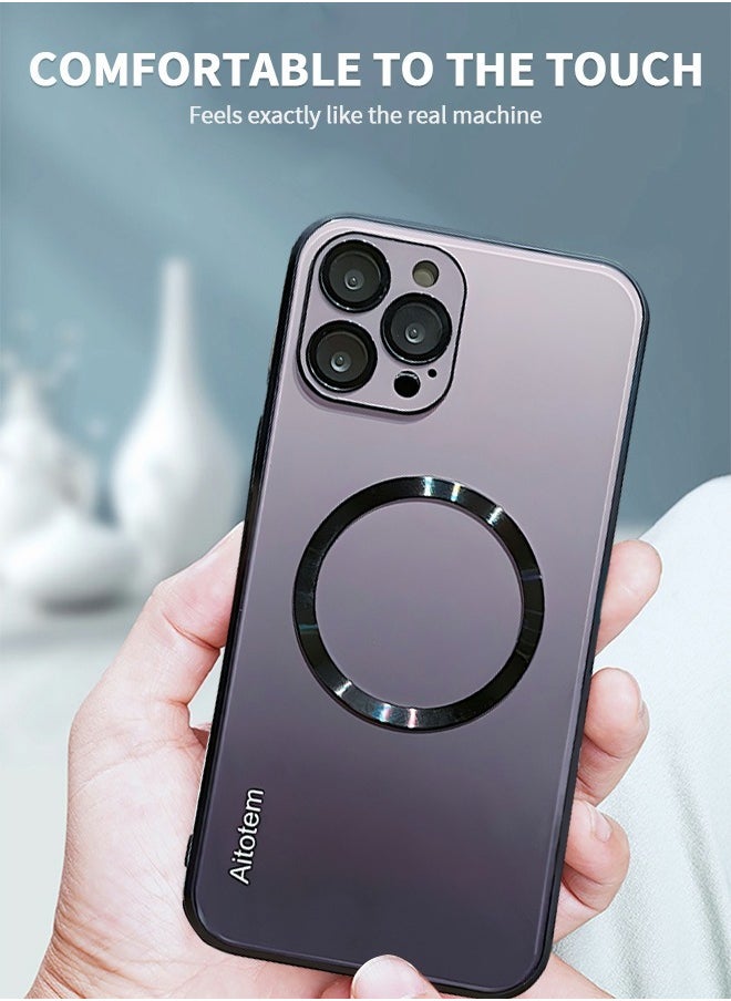 Case for IPhone 14 Pro Max 6.7 Inch Case, Magnetic Case Compatible with MagSafe, Anti-Scratch Simple Gradient Color Shell Lens All-inclusive Protective luxury Cover