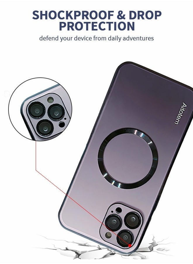 Case for IPhone 14 Pro Max 6.7 Inch Case, Magnetic Case Compatible with MagSafe, Anti-Scratch Simple Gradient Color Shell Lens All-inclusive Protective luxury Cover