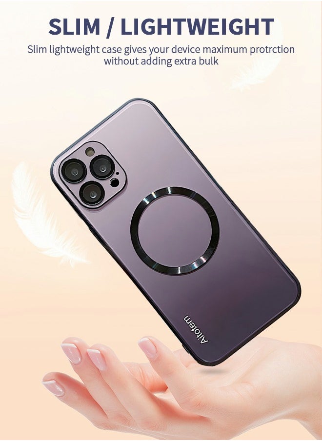 Case for IPhone 14 Pro Max 6.7 Inch Case, Magnetic Case Compatible with MagSafe, Anti-Scratch Simple Gradient Color Shell Lens All-inclusive Protective luxury Cover
