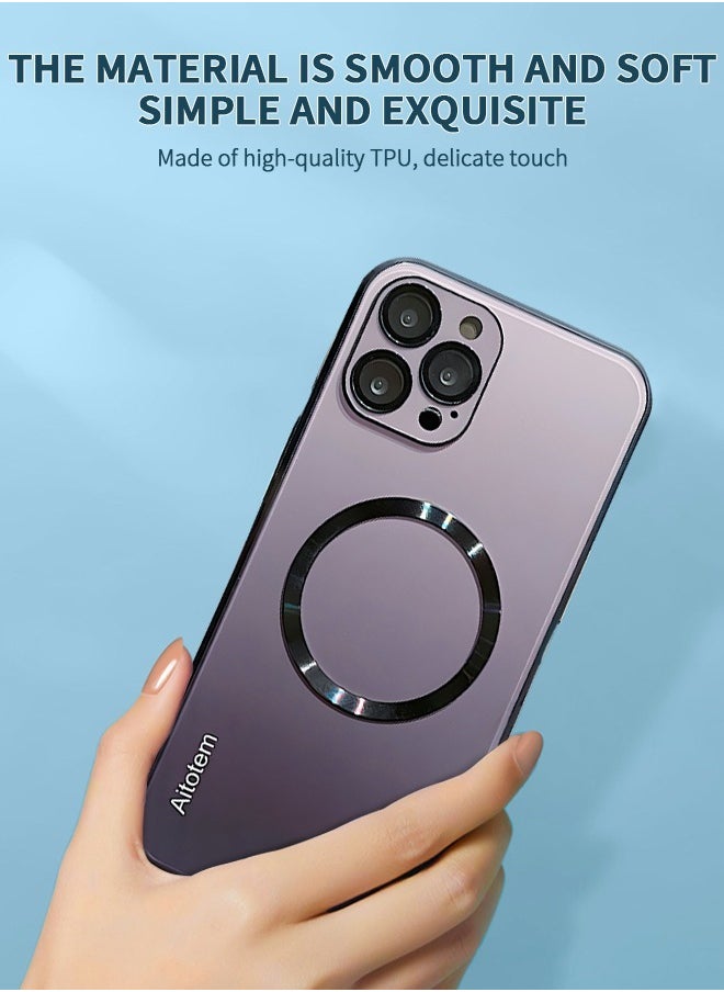 Case for IPhone 14 Pro Max 6.7 Inch Case, Magnetic Case Compatible with MagSafe, Anti-Scratch Simple Gradient Color Shell Lens All-inclusive Protective luxury Cover