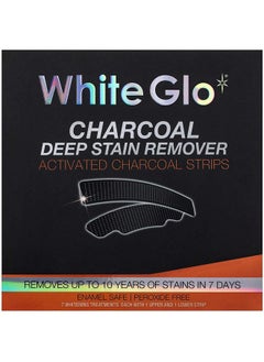White Glo White Glo Charcoal Deep Stain Remover Activated Charcoal Strips, Remove 10 Years of Stains in 7 Days, Long Lasting Results, Comfortable Use with Non-Slip Strips, Perfect for Sensitive Teeth - 7 Uses  - Image 1