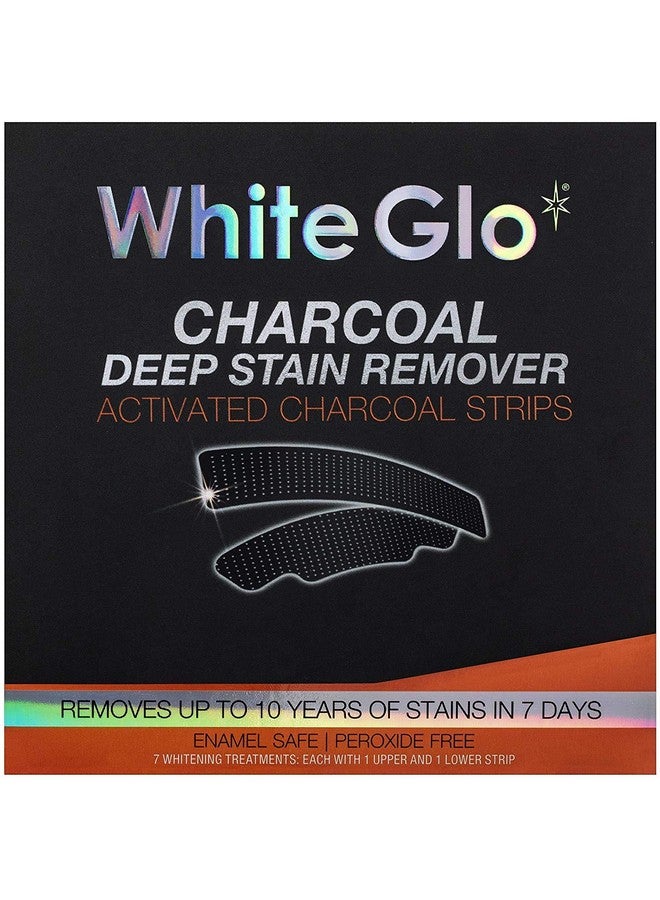White Glo Charcoal Deep Stain Remover Activated Charcoal Strips, Remove 10 Years of Stains in 7 Days, Long Lasting Results, Comfortable Use with Non-Slip Strips, Perfect for Sensitive Teeth - 7 Uses - Image 1