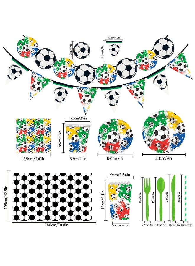 Soccer Party Tableware Set,102pcs Soccer Plates and Napkins Party Supplies Includes Banner, Plates, Cups, Napkins, Tablecloth for Boys Sports Theme Birthday Decorations - Image 2