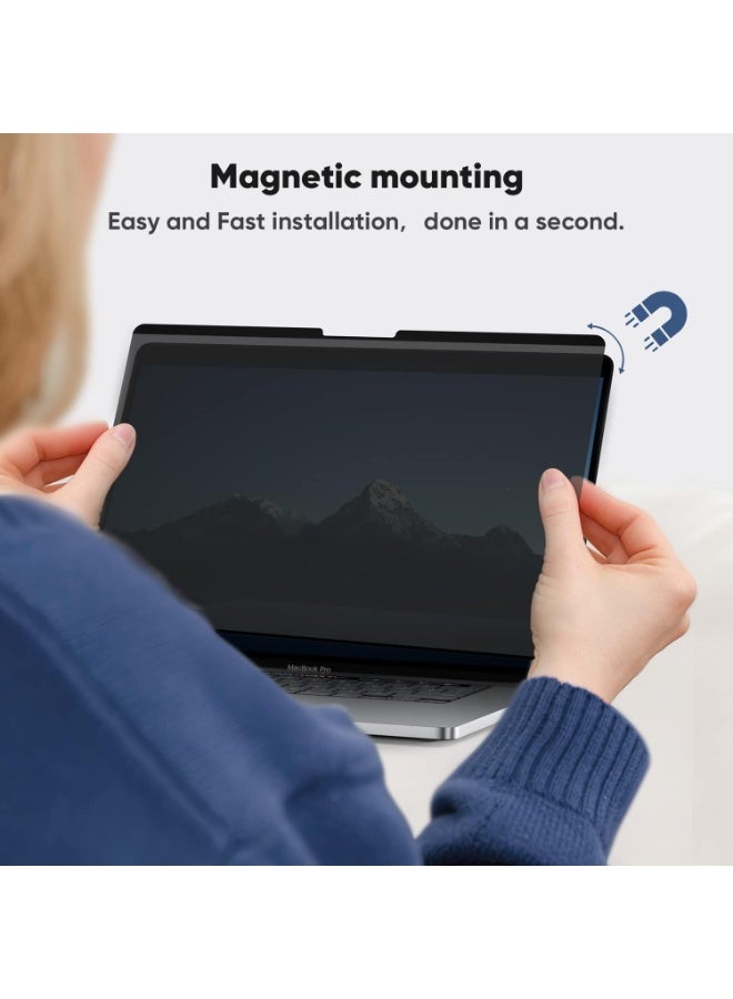 Magnetic Privacy Screen for MacBook Pro 14 inch (2021-2026, M1, M2, M3, M4, M5, Pro, Max), Detachable Screen Protector, Blue Light Blocking, Anti Glare Protector and Privacy Filter Shield - Image 3