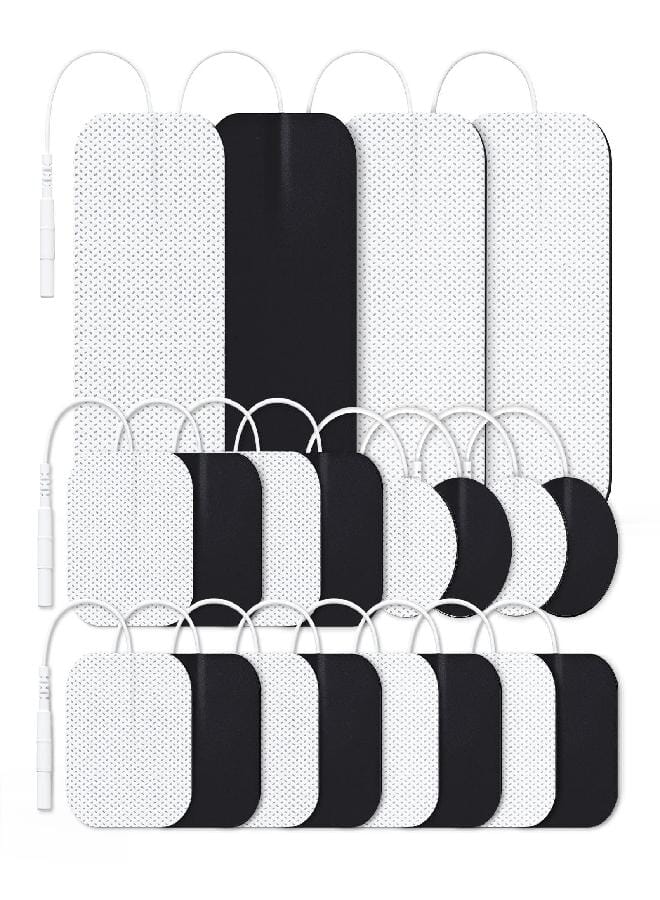 AUV0N AUVON TENS Unit Replacement Pads Combination Set, 20 Packs Multiple Sizes Electrodes for TENS Unit, Reusable and Latex Free Pigtail TENS Pads for Multiple Pain Relief, 2mm Connector - Image 1