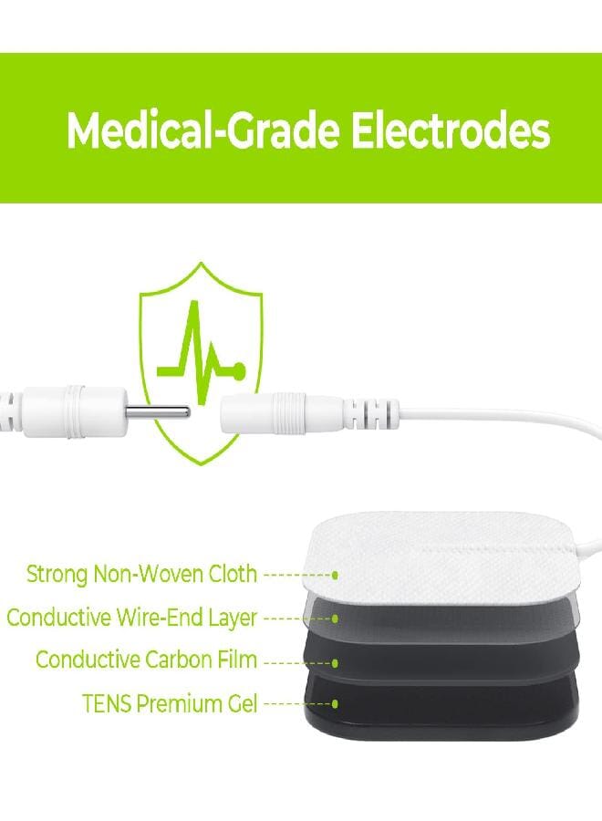 AUV0N AUVON TENS Unit Replacement Pads Combination Set, 20 Packs Multiple Sizes Electrodes for TENS Unit, Reusable and Latex Free Pigtail TENS Pads for Multiple Pain Relief, 2mm Connector - Image 4