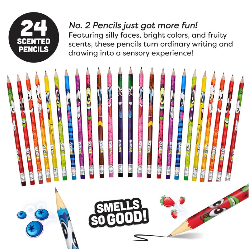 Scentos Scented Pencils for Kids - No. 2 Lead Pencils - Cute Pencil - For Ages 3 and Up - 24 Pack - Image 2