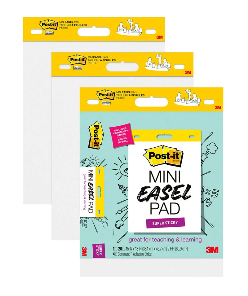 Post It Post-it Self-Stick Mini Easel Pad, 15 in x 18 in, 20 Sheets/Pad, 3 Pads, Great for Virtual Teachers and Students (577-3PK) - Image 1