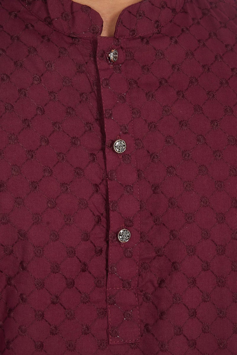 DIVISIVE Men's Thread Embroidered Cotton Only Slim Fit Kurta (DKRT631_6XL_Burgundy) - Image 5