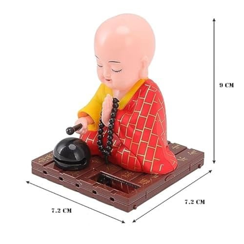 PRIMEFAIR Small Monk Cute Decoration Light Energy Sensing Solar Function Monks for Living Room, Car Dashboard (Multicolor) - Image 3