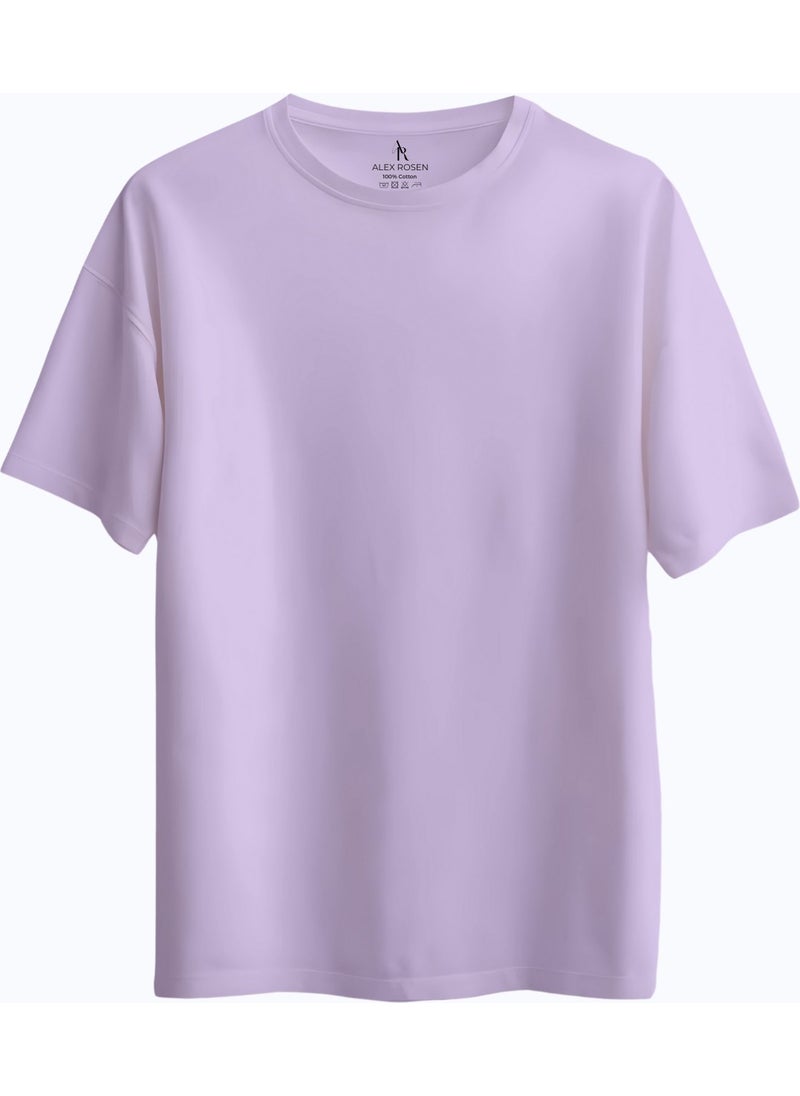 Alex Rosen 100% Cotton Jersey Oversize Unprinted Crew Neck Purple T-Shirt  - Image 1