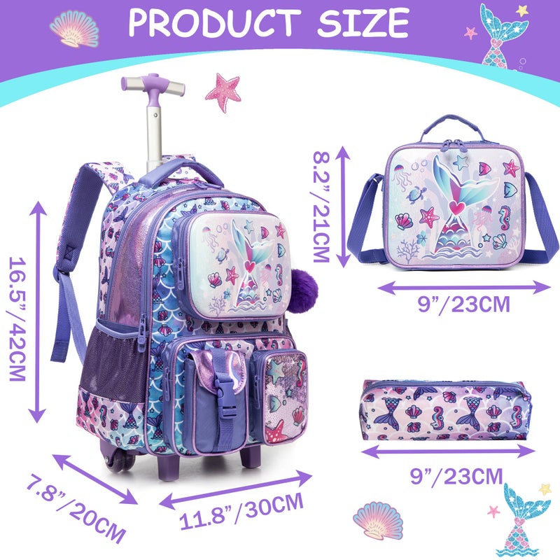 Meetbelify Bowknot Rolling Backpack for Gilrs Backpacks with Wheels Kids Wheeled Suitcase Luggage - Image 2
