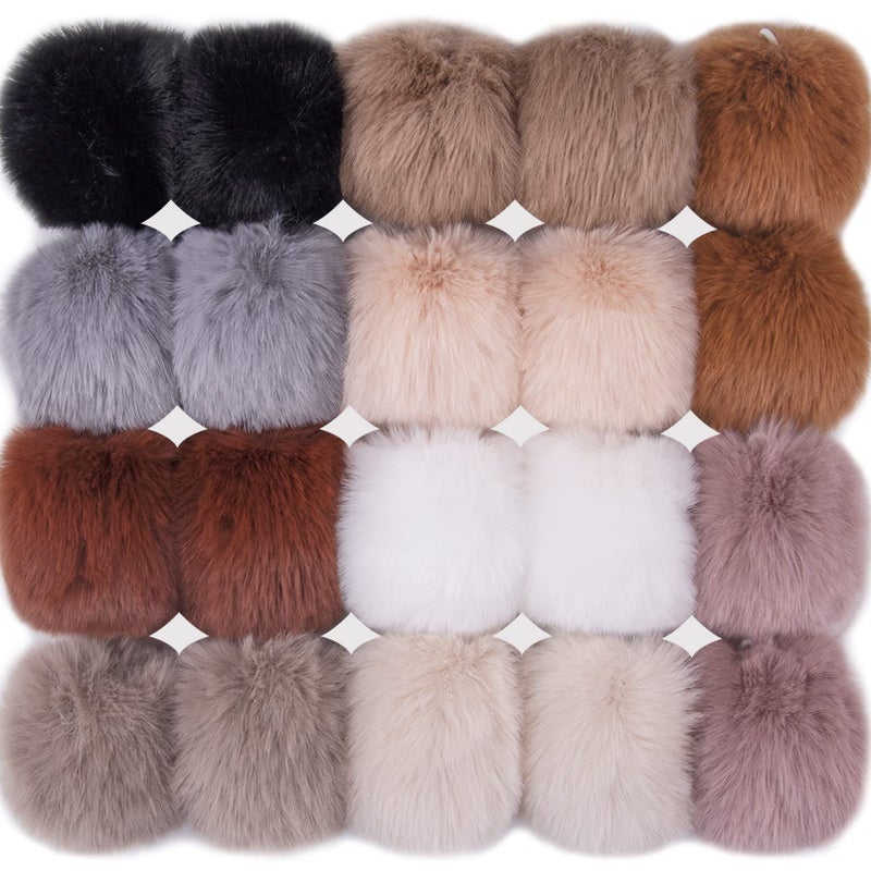 BQTQ 20 Pieces Faux Fur Pompom Ball Pompom for Hat Key Ring Bags Accessories 10 Colours