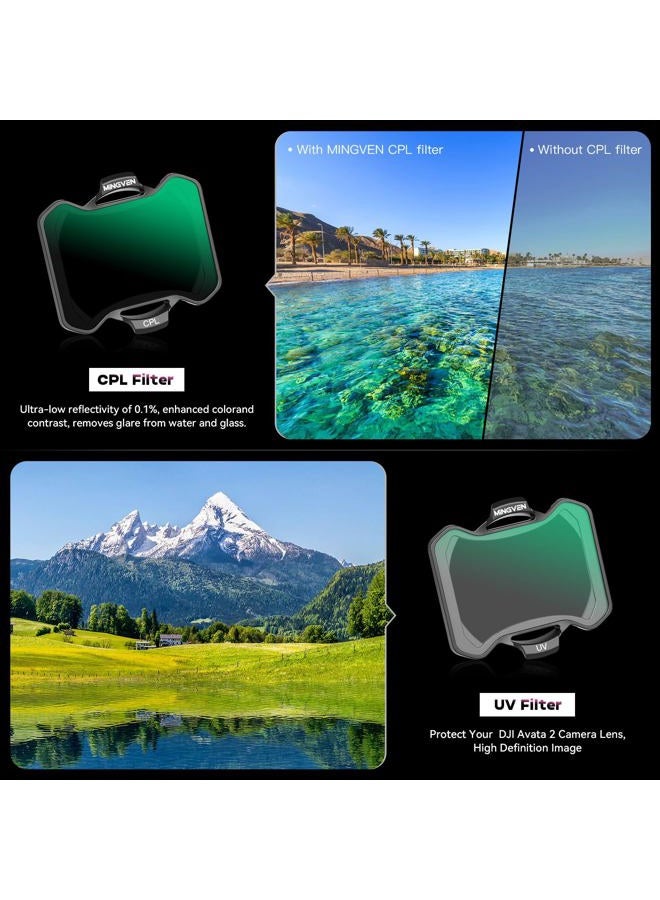 MINGVEN Avata 2 ND Filters, UV + CPL + ND Filters Set Camera Lens for DJI Avata 2 Drone Accessories - 6 Pack (CPL, UV, ND8, ND16, ND32, ND64) - Image 4