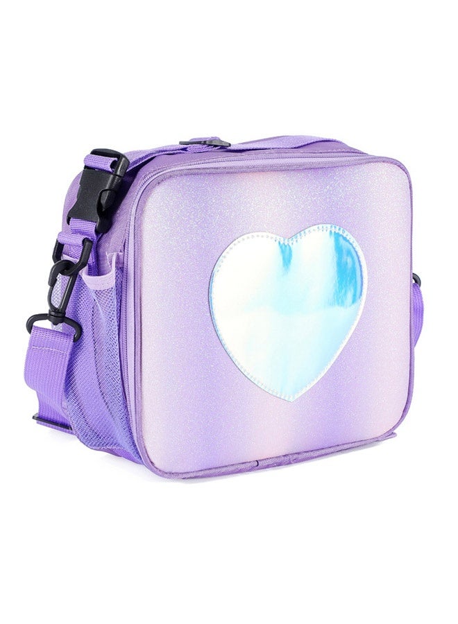 general Kids Girls Lunch Box, Insulated Tote Bag Leakproof Insulated Cooler Bag Reusable Lunch Bag For School Office Outdoor (Purple With Shoulder Strap) - Image 1