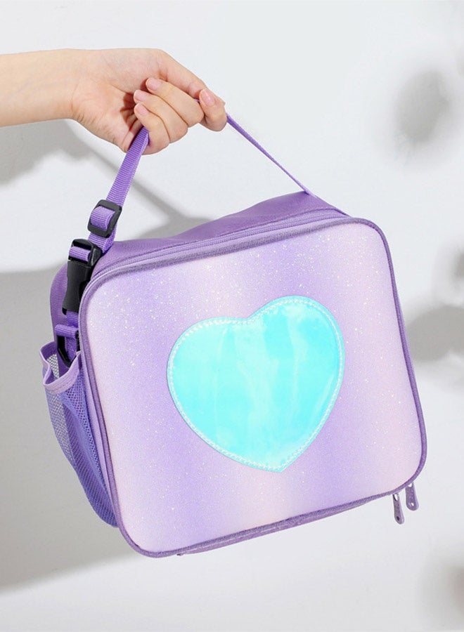 general Kids Girls Lunch Box, Insulated Tote Bag Leakproof Insulated Cooler Bag Reusable Lunch Bag For School Office Outdoor (Purple With Shoulder Strap) - Image 3