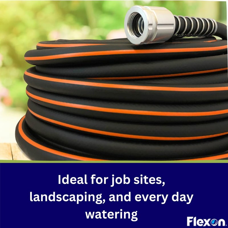 Flexon Flextreme Pro 5/8" x 100ft Performance Rubber Garden Hose â€“ Heavy-Duty, Kink-Resistant, All-Weather Flexibility, Industrial-Grade Couplings, Durable Outdoor Watering Hose for Lawn & Garden - Image 4