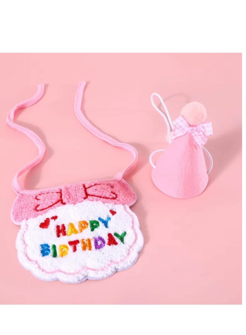 KASTWAVE 2 Pack Birthday Hat Scarf Set for Pet Puppy Cats,  Princess Cat Costumes for Cats, Cute Lace Bandanas for Cats, Pet Birthday Party Decorations Set (Pink) - Image 3