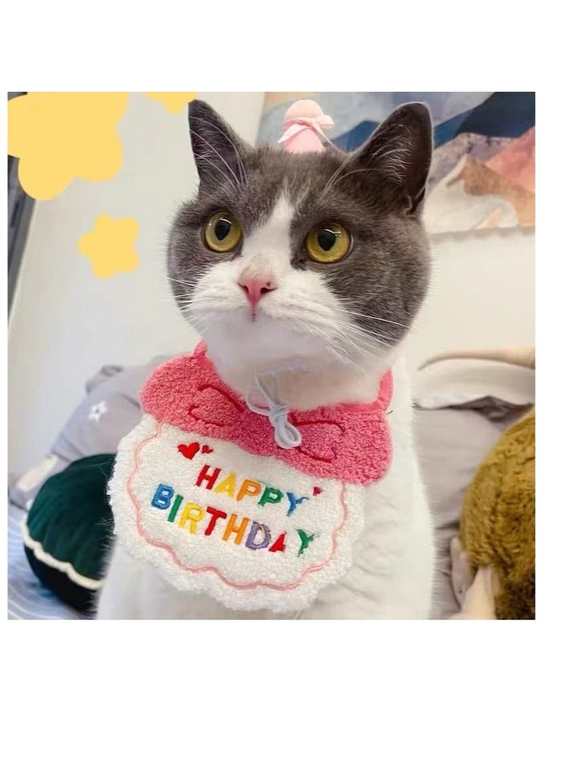 KASTWAVE 2 Pack Birthday Hat Scarf Set for Pet Puppy Cats,  Princess Cat Costumes for Cats, Cute Lace Bandanas for Cats, Pet Birthday Party Decorations Set (Pink) - Image 5