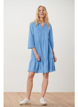 Tchibo Women Embroidered Mini Dress, Blue  - Image 1