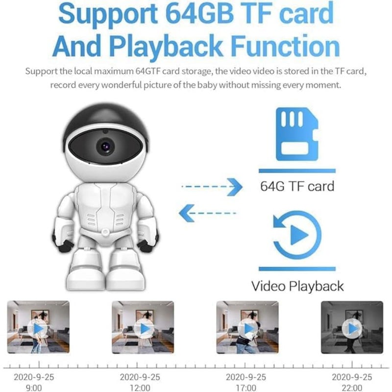 ZAMZIN Wireless Security Camera, HD IP Robot with Night Vision, Motion Detection, Auto-Tracking, AI, & Two-Way Audio. WiFi Baby Monitor for Android & iOS. Pan-Tilt-Zoom Control, 1080P Resoluti - Image 5