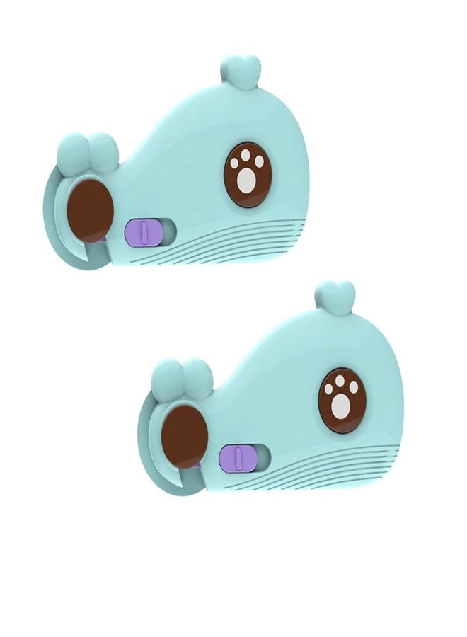 YOMITH Baby Drawer Cabinet Locks Safety, Cartoon Whale Shape, Drawers Sliding, Closet Cupboard, Straps Baby Protection (Pack of 2, Blue) - Image 1