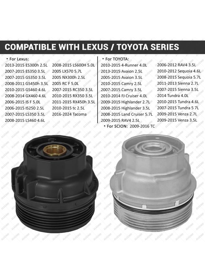 ELECHOI 64mm 14 Flutes/4 Slots Oil Filter Cap Wrench Removal Tool Socket Compatible with Toyota, Lexus, and Scion Vehicles Equipped with 2.5L to 5.7L engines, Black Heavy-Duty Aluminum - Image 2