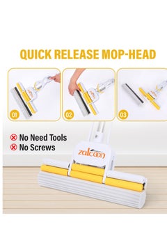 Zalcoon Magic Sponge Mop Head Refill 11 inches (27cm) Set of 3 Super Absorbent PVA Sponge Refills, Compatible with Quick Release Sponge Mop 27cm  - Image 3