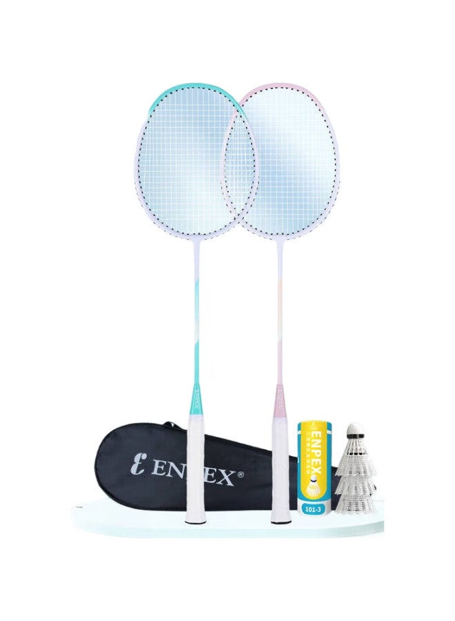 Enpex Badminton Racket Set, Durable For Students And Adults, Pair Of Rackets, Art-70, With 101-3 Shuttlecocks - Image 2