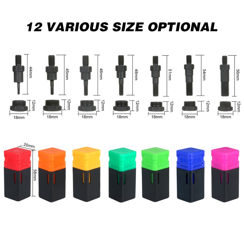 M6 Assorted Rivet Nut Mandrel and Nose Piece Riveter Tip Metric Replacement Riveter Part Threaded Mandrel For Hand Nut Rivet - Image 5