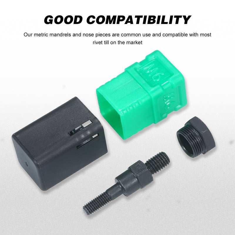 M6 Assorted Rivet Nut Mandrel and Nose Piece Riveter Tip Metric Replacement Riveter Part Threaded Mandrel For Hand Nut Rivet - Image 4