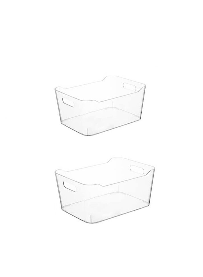 Excefore Clear Plastic Organiser Storage, 2Pcs Versatile Kitchen Organiser Tray for Desk, Makeup, Bathroom, Kitchen Pantry Cabinet  - Image 1
