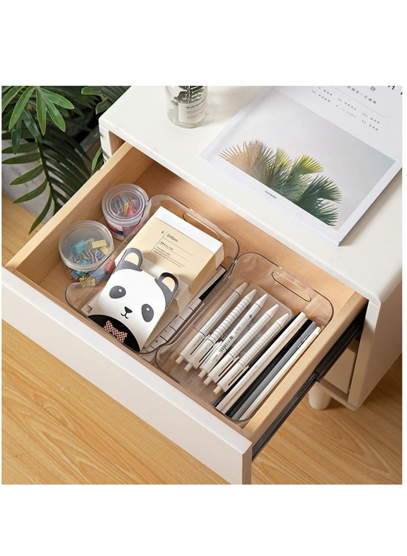 Excefore Clear Plastic Organiser Storage, 2Pcs Versatile Kitchen Organiser Tray for Desk, Makeup, Bathroom, Kitchen Pantry Cabinet  - Image 5
