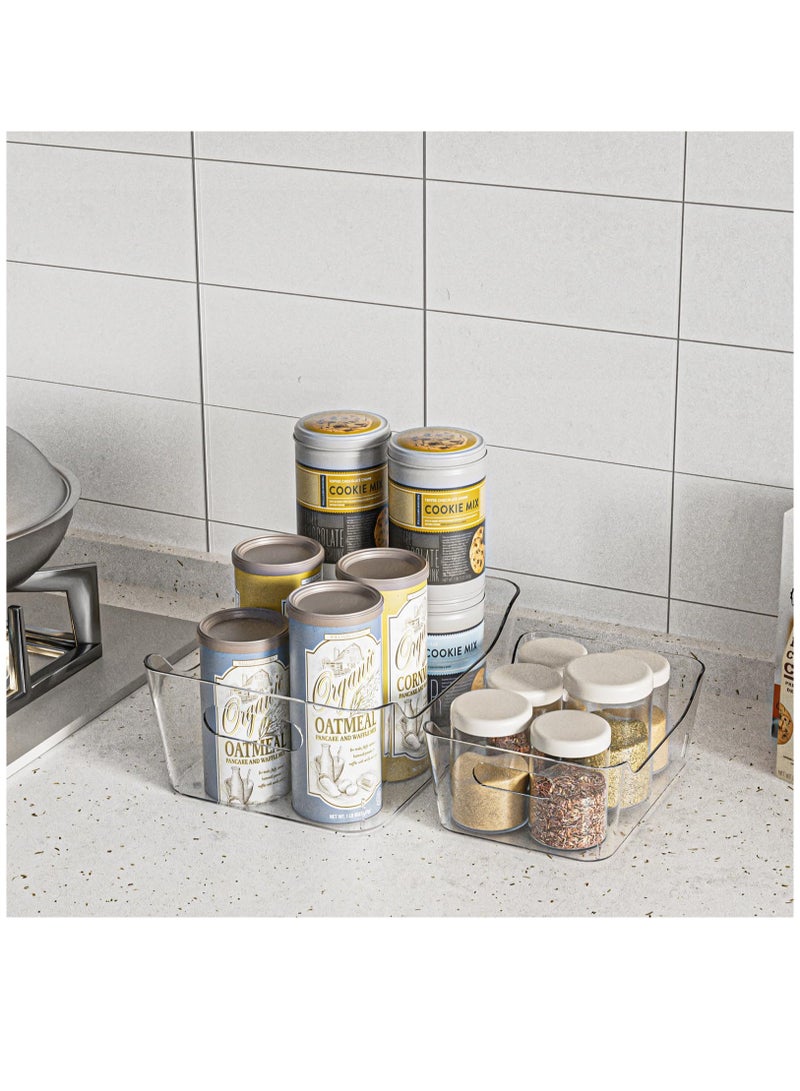 Excefore Clear Plastic Organiser Storage, 2Pcs Versatile Kitchen Organiser Tray for Desk, Makeup, Bathroom, Kitchen Pantry Cabinet  - Image 3