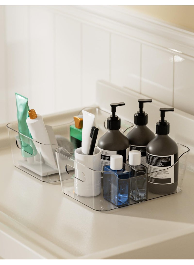 Excefore Clear Plastic Organiser Storage, 2Pcs Versatile Kitchen Organiser Tray for Desk, Makeup, Bathroom, Kitchen Pantry Cabinet  - Image 4