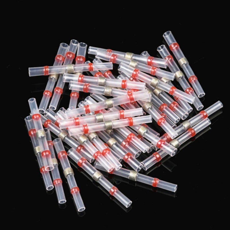 Garneck 100pcs 22-18awg Heat Shrink Solder Welding Butt Connectors Insulated Wire Terminals Red for Automotive Marine Electrical Wiring - Image 5