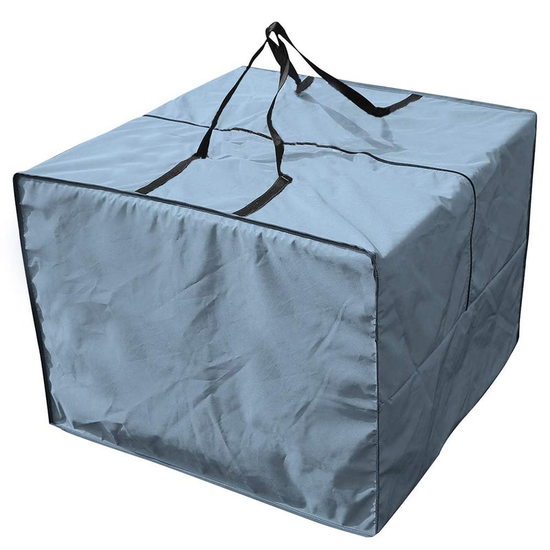 Outdoor Patio Furniture Seat Cushions Storage Bag with Zipper and Handles 32x32x24 Inches Waterproof Gray - Image 1