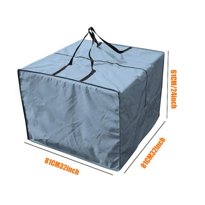 Outdoor Patio Furniture Seat Cushions Storage Bag with Zipper and Handles 32x32x24 Inches Waterproof Gray - Image 2