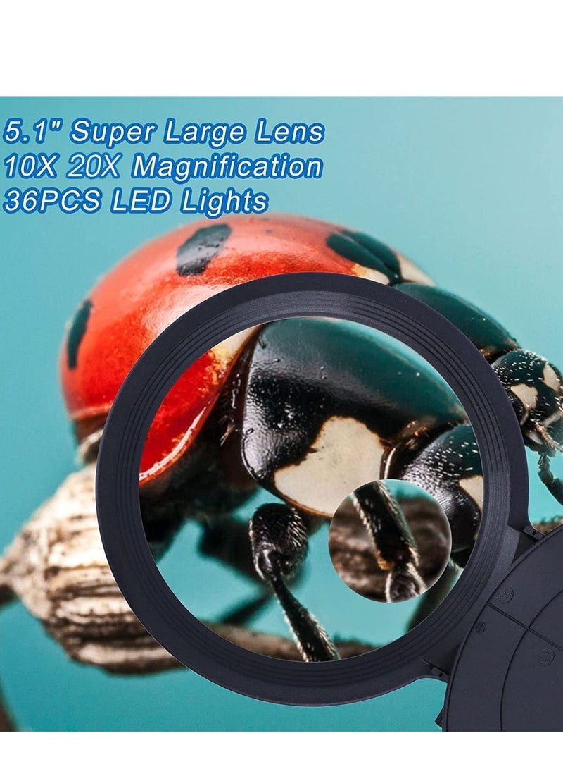 Y&D Magnifying Glass with Light and Stand 10X 20X Desk Lamp Brightness Stepless Dimmable - Image 4