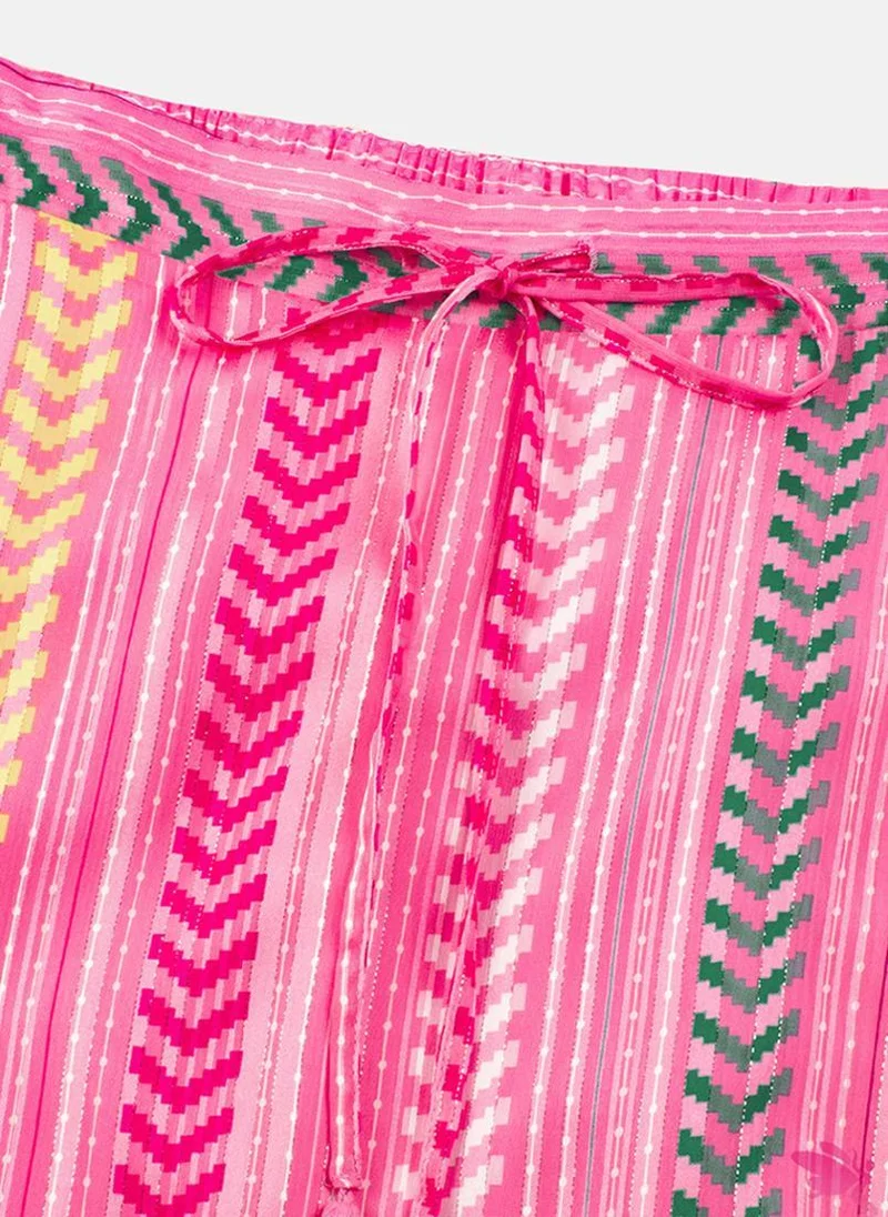 YUNIQEE Pink Tiered Printed Maxi Skirt
