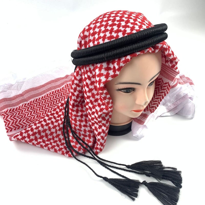 عصابة رأس بلاستيكية سوداء بشراشيب للوشاح، قابلة للتعديل للبالغين والأطفال، مقاسات 46-60 سم - Image 3