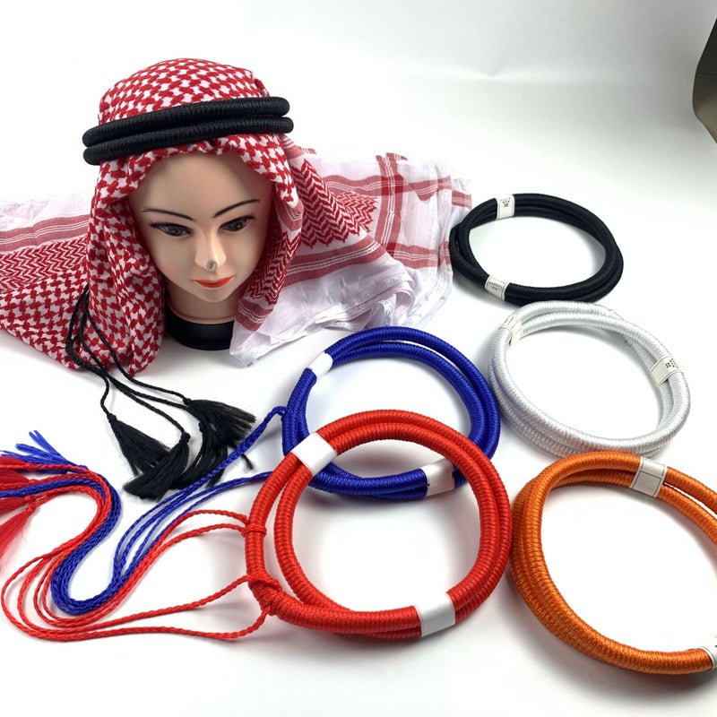 عصابة رأس بلاستيكية سوداء بشراشيب للوشاح، قابلة للتعديل للبالغين والأطفال، مقاسات 46-60 سم - Image 2