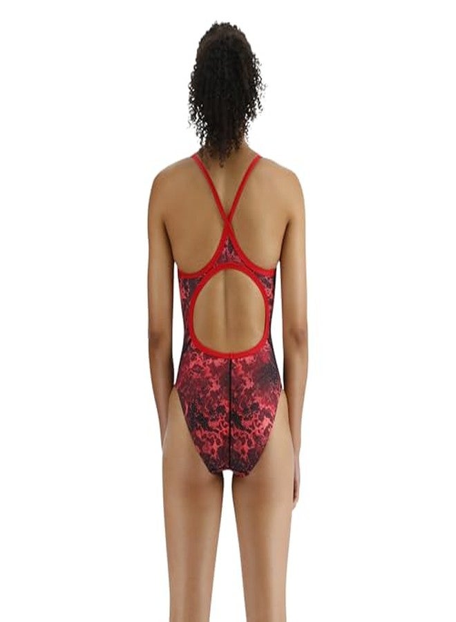 TYR Durafast Lite Atolla Diamondfit Women Swimsuit, 32 (Red) - Image 4
