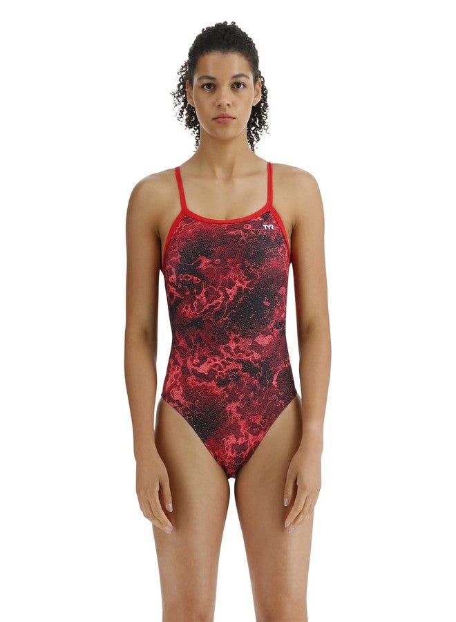 TYR Durafast Lite Atolla Diamondfit Women Swimsuit, 32 (Red) - Image 1