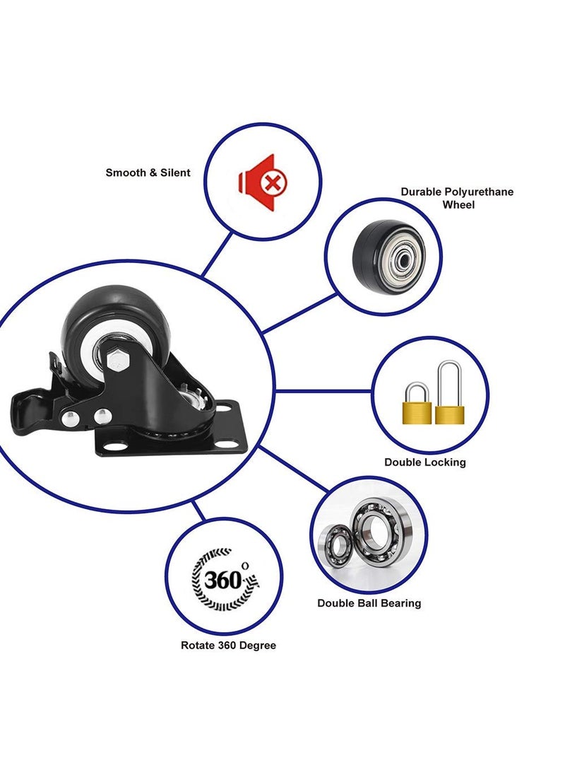 CRAFTSFY 2Furniture Caster Wheel Heavy Duty 700lbs Castor Wheel 360 Degree Rotating and Moving Caster Wheels Suitable for Sofa Bed Chairs Tables Cabinets No Noise Polyurethane Wheels Swivel Plate4PC  - Image 4