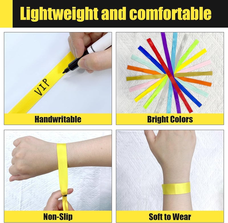 Comflora 100 Pcs Cloth Event Wristband, Disposable Wristbands for Events, Colored Wristbands Events,for Lightweight Concert,Club Entrance Wrist Strap Party Wristband Event (Color : Yellow) - Image 3