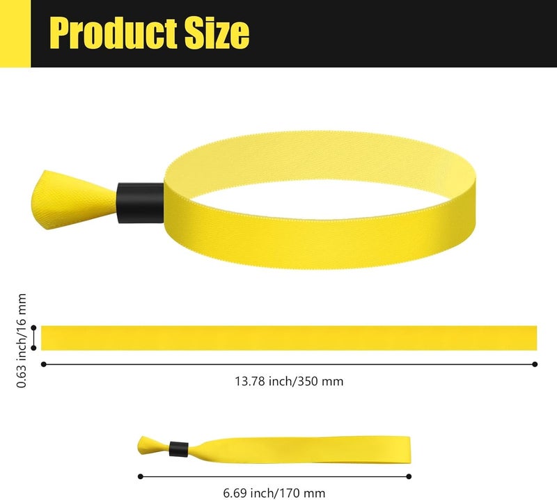 Comflora 100 Pcs Cloth Event Wristband, Disposable Wristbands for Events, Colored Wristbands Events,for Lightweight Concert,Club Entrance Wrist Strap Party Wristband Event (Color : Yellow) - Image 2