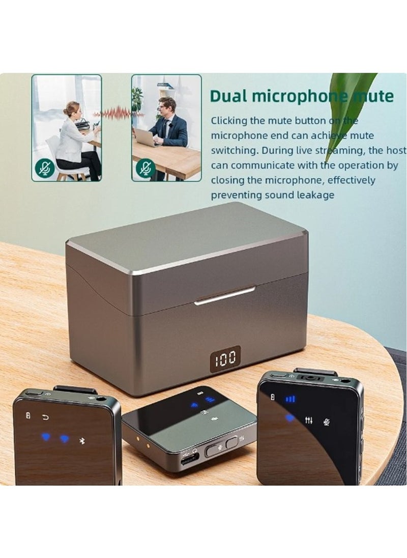 MMG - MII Dual Channel Wireless Microphone for Phone Lapel One Touch Noise Cancelling Microphone Mic with Charging Box Noise Reduction for Video Android IOS Camera laptop - Image 1