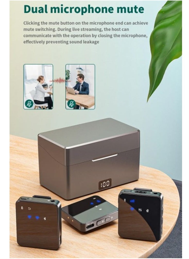 MMG - MII Dual Channel Wireless Microphone for Phone Lapel One Touch Noise Cancelling Microphone Mic with Charging Box Noise Reduction for Video Android IOS Camera laptop - Image 1